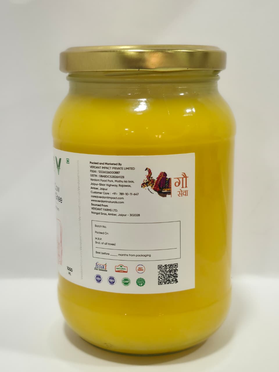 Verdant Naturals Desi Cow Ghee 1000ml